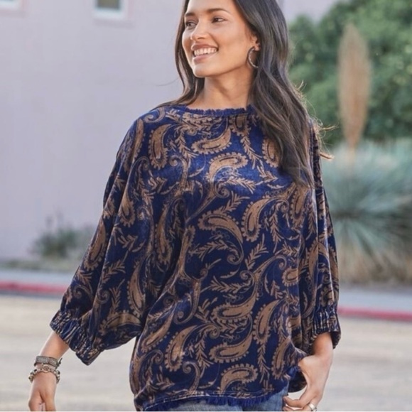 Sundance Alannah Paisley Printed Velvet Top size extra small - Picture 1 of 7